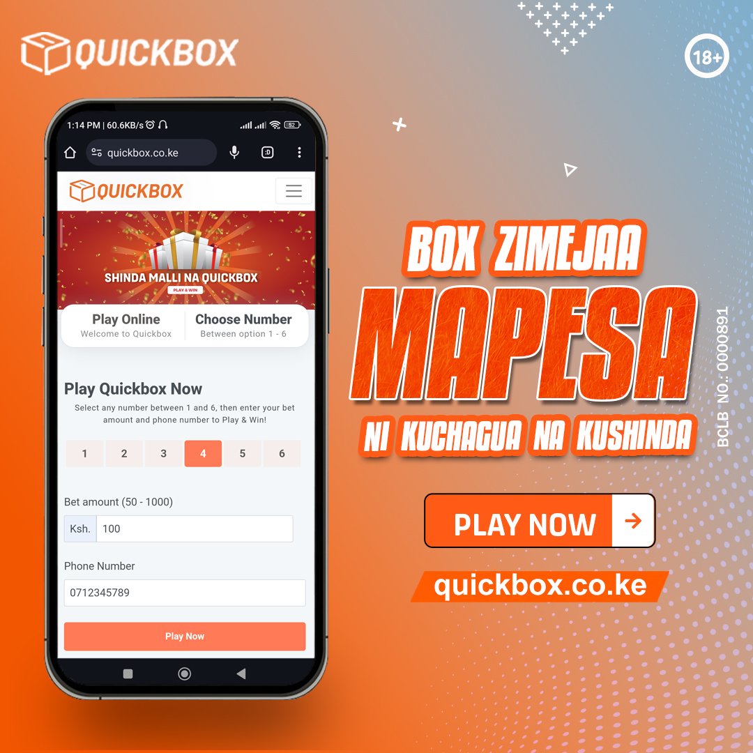 Quickbox_kenya's tweet photo. Box zimejaa mapesa hapa ni KUchagua na kushinda.Dial*577#Ujionee. pesa iko hapa https://t.co/aZzme3WQQg Wins ni Kibao na kila mtu ni mshindi
#NakuruMTPIVLaunch #SecurityReformsKE #Asapthedj #ConfusedCitizenTV #MindSpacePodcast #Kienyeji #PaylessNSayless  #ChinaSWIO #EurobondKenya https://t.co/MbNSdtPDmf