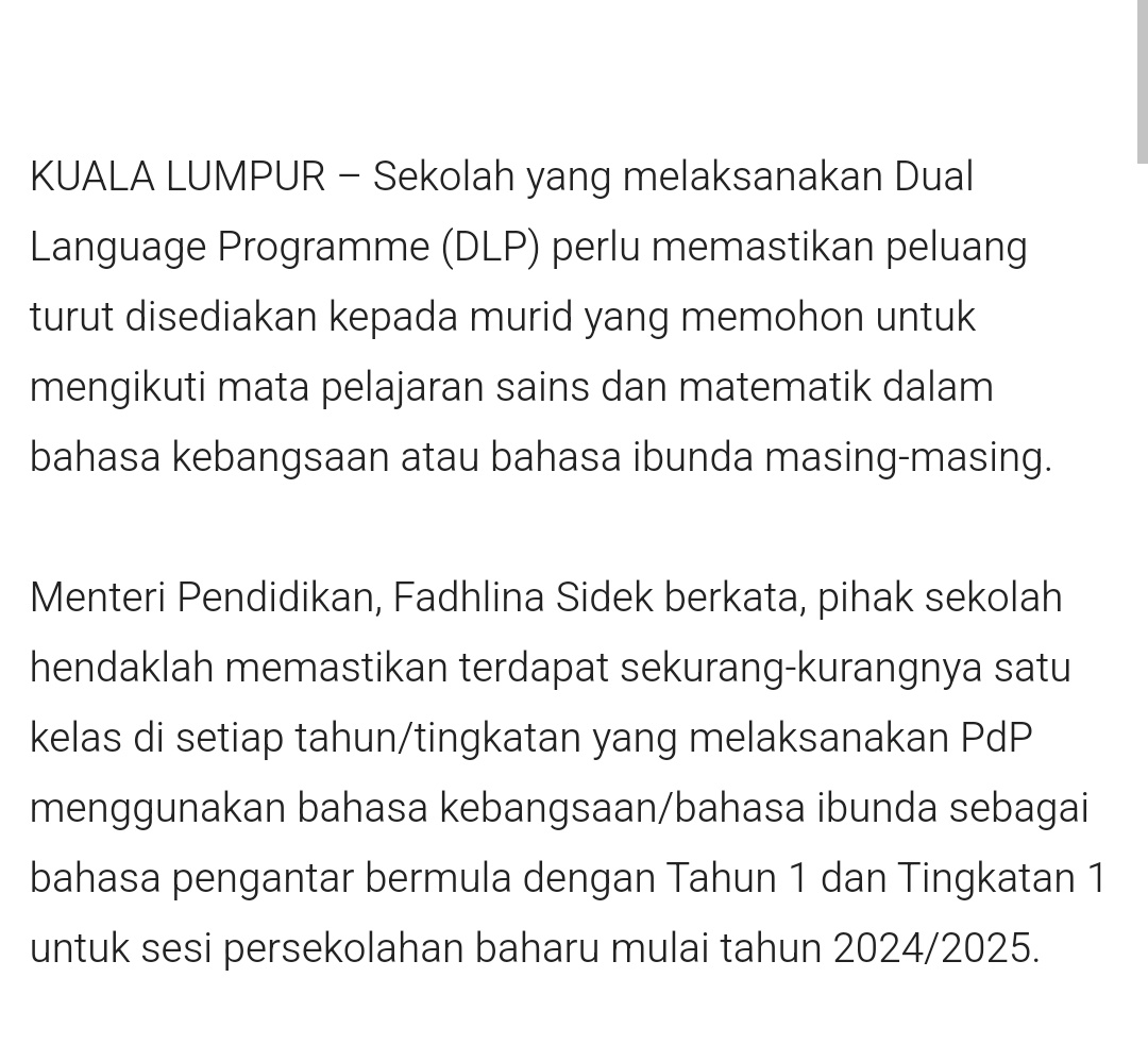 muhd_azn's tweet photo. Saya menyokong sepenuhnya kenyataan yang dikeluarkan oleh Menteri Pendidikan kita, YB Fadhlina Sidek. 

Satu kelas sahaja yang diminta untuk menggunakan bahasa kebangsaan, bukannya semua kelas. Bagi saya ia tidak sepatutnya menjadi isu. 

Lagipun apa salahnya menggunakan BM? https://t.co/X0lewqzWBz