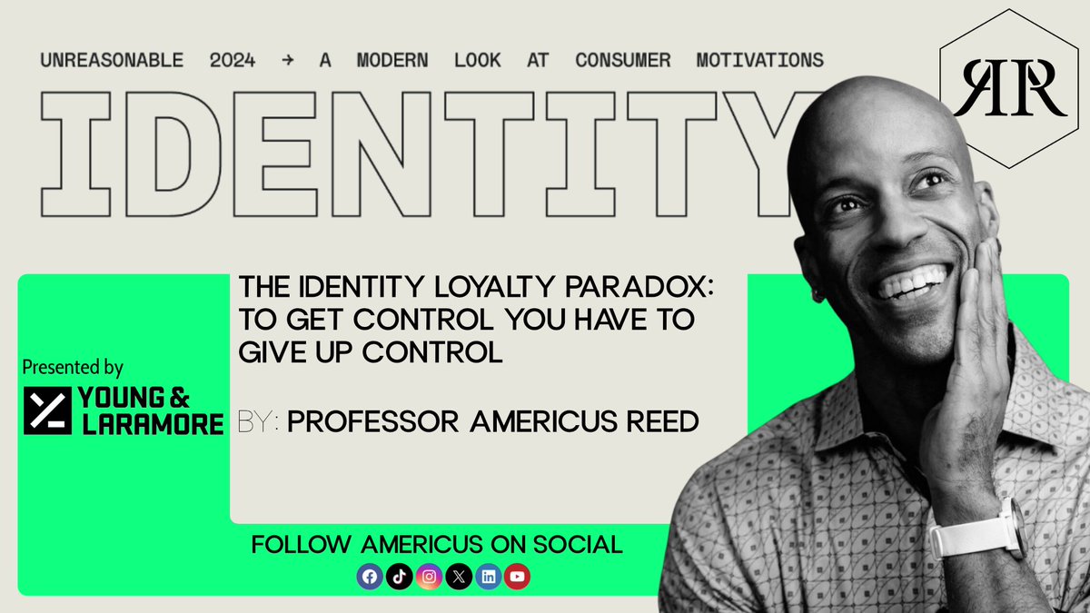 Dr. Americus Reed II (@amreed2) on Twitter photo Stoked to be part of #Unreasonable2024 by Young & Laramore and sponsored by <a href="/Cummins/">Cummins Inc.</a> happening on October 1st! Let's explore the world of consumer behavior together with 'The Identity Loyalty Paradox'. Don't miss out! Register at unreasonableevent.com Stoked to be part of #Unreasonable2024 by Young & Laramore and sponsored by <a href="/Cummins/">Cummins Inc.</a> happening on October 1st! Let's explore the world of consumer behavior together with 'The Identity Loyalty Paradox'. Don't miss out! Register at unreasonableevent.com