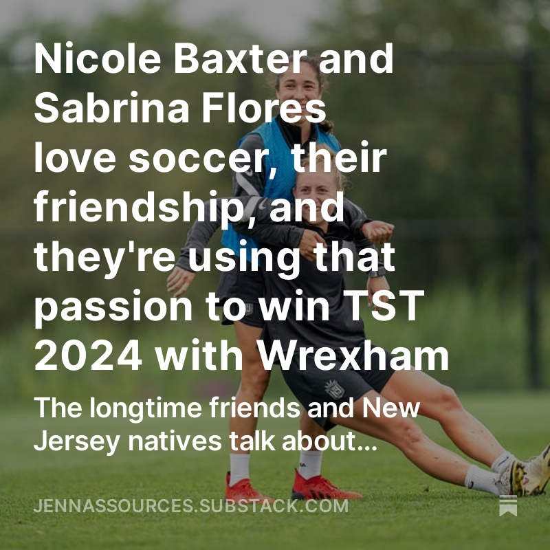 What a pleasure to catch up with <a href="/Sflores317/">Sabrina Flores</a> and <a href="/NicoleBaxter512/">Nicole Baxter</a>. 

The former #GothamFC players spoke candidly about the mental struggles during/after their pro careers, how their friendship got them through, and why they're playing in <a href="/TST7v7/">TST</a>.

🔗:jennassources.substack.com/p/nicole-baxte…