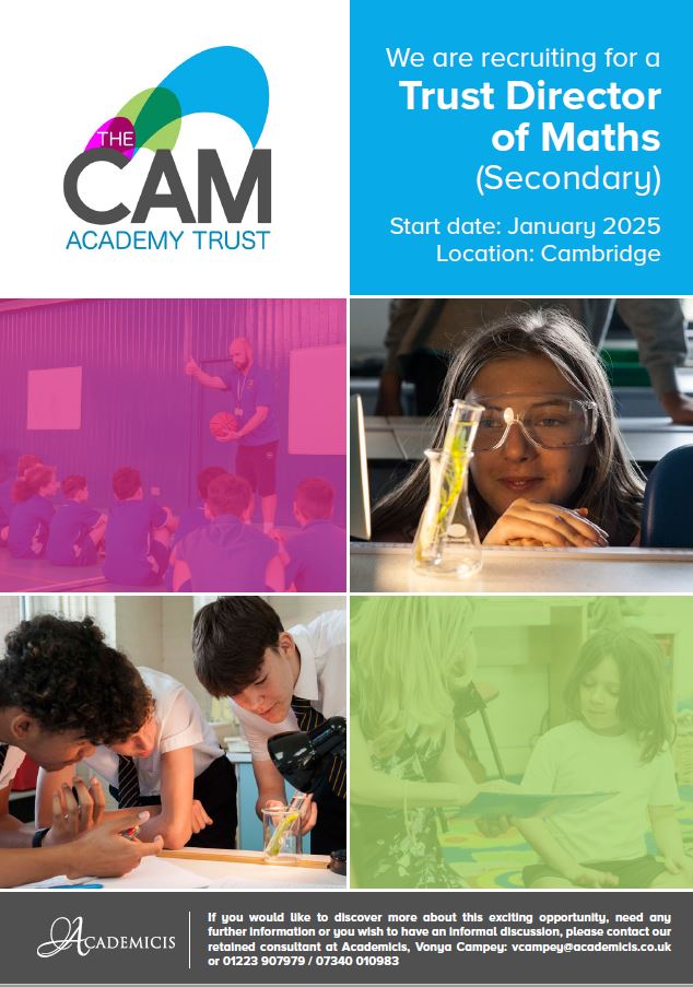 The Cam Academy Trust (@camacademytrust) on Twitter photo We're recruiting for a Director of Maths for our four secondary schools. If you are interested, please see the attached photo for further information.
<a href="/CombertonVC/">CombertonVC</a> <a href="/Melbourn_VC/">Melbourn VC</a> <a href="/CambourneVC/">Cambourne Village College</a> We're recruiting for a Director of Maths for our four secondary schools. If you are interested, please see the attached photo for further information.
<a href="/CombertonVC/">CombertonVC</a> <a href="/Melbourn_VC/">Melbourn VC</a> <a href="/CambourneVC/">Cambourne Village College</a>