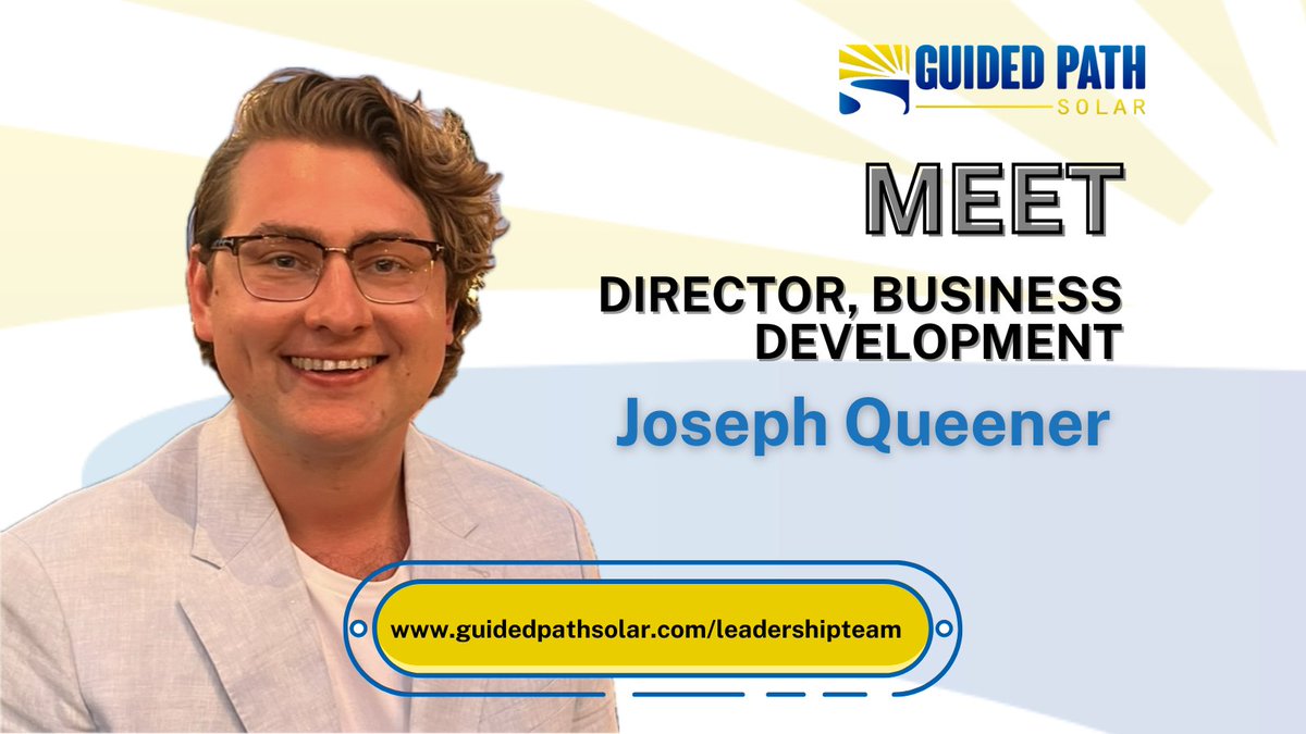 GuidedPathSolar's tweet photo. Thrilled to welcome Joseph Queener as our Director of Business Development! With nearly a decade of sales experience and a passion for renewable solar energy, he’s a fantastic addition to the Guided Path Solar team. 🌞🌿 #MeetTheTeam #BusinessDevelopment #SolarEnergy https://t.co/BzkAEfYhoM