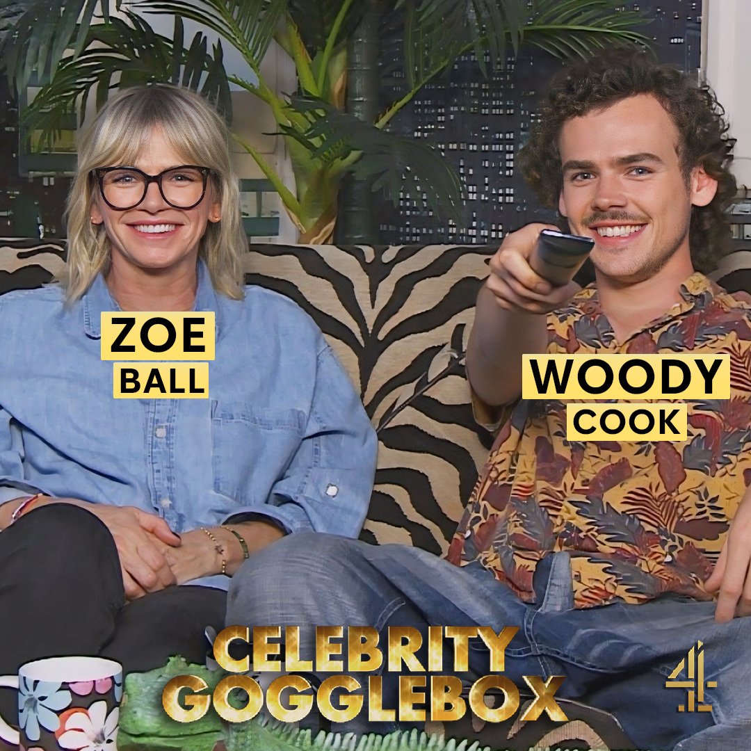 C4Gogglebox's tweet image. Also joining us on #CelebrityGogglebox this week 🤩 

⭐️ @ShaunryderX &amp;amp; Bez
⭐️ Jennifer Saunders &amp;amp; @tweetyedmondson
⭐️ @clarebalding &amp;amp; @alicearnold1
⭐️ @ZoeTheBall &amp;amp; Woody Cook 

Tomorrow at 10.10pm, @Channel4 📺👀