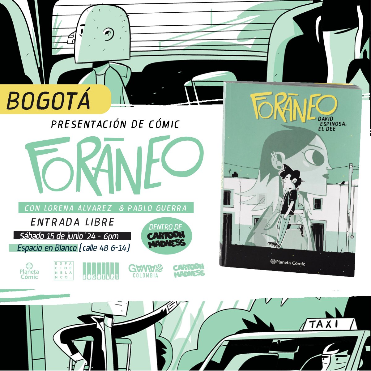 BOGOTÁ! voy a presentar Foraneo por sus rumbos con  <a href="/ArtichokeKid/">Lorena Alvarez 🦄</a> y  <a href="/cohetecomics/">Cohete Cómics</a> en #espacioenblanco / <a href="/GAMACrea/">Gama Crea</a> Colombia. Sab 15 de junio. Que emoción.