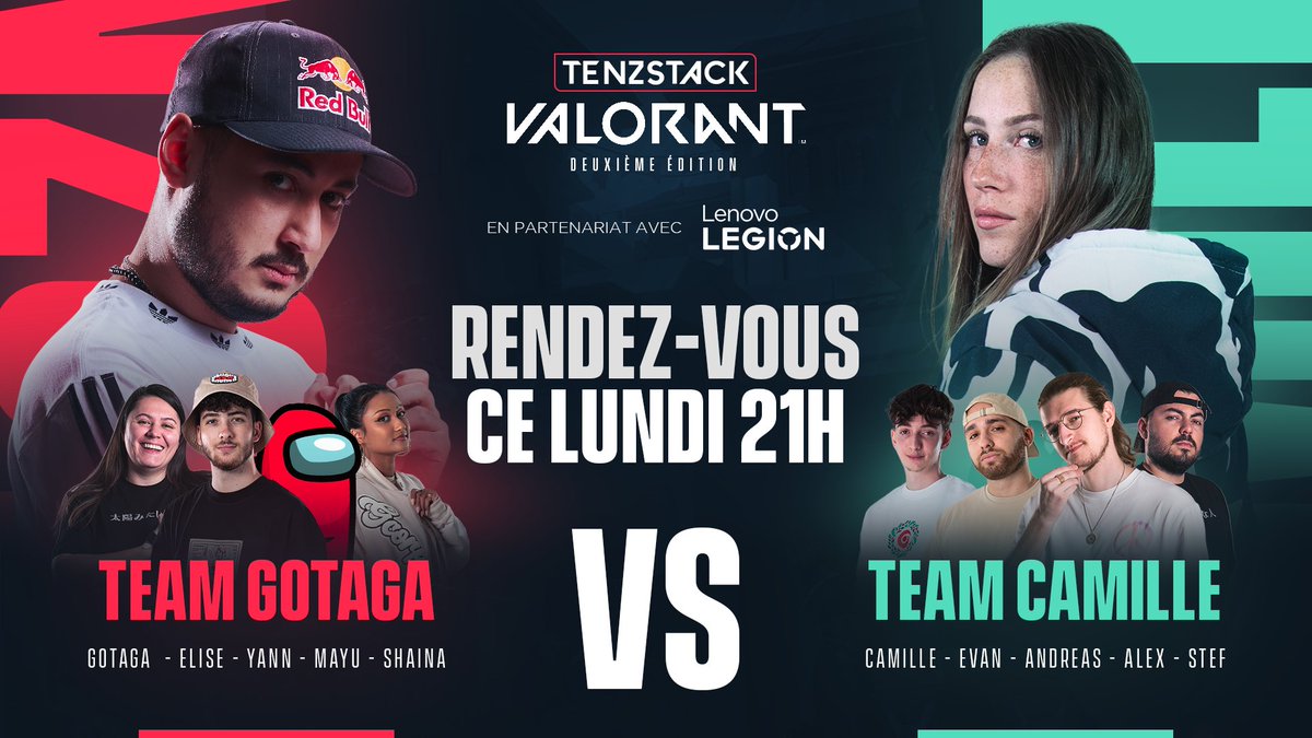 GotagaTV's tweet photo. Cette fois-ci c'est la bonne, ON EST PRÊTS 🗿

TenzStack GCorp 2ème édition c'est ce lundi à 21H en partenariat avec @LenovoLegionFr ! #TeamLegion

Team Gotaga 🆚 Team Camille

Publicité https://t.co/gM6h65eiSR