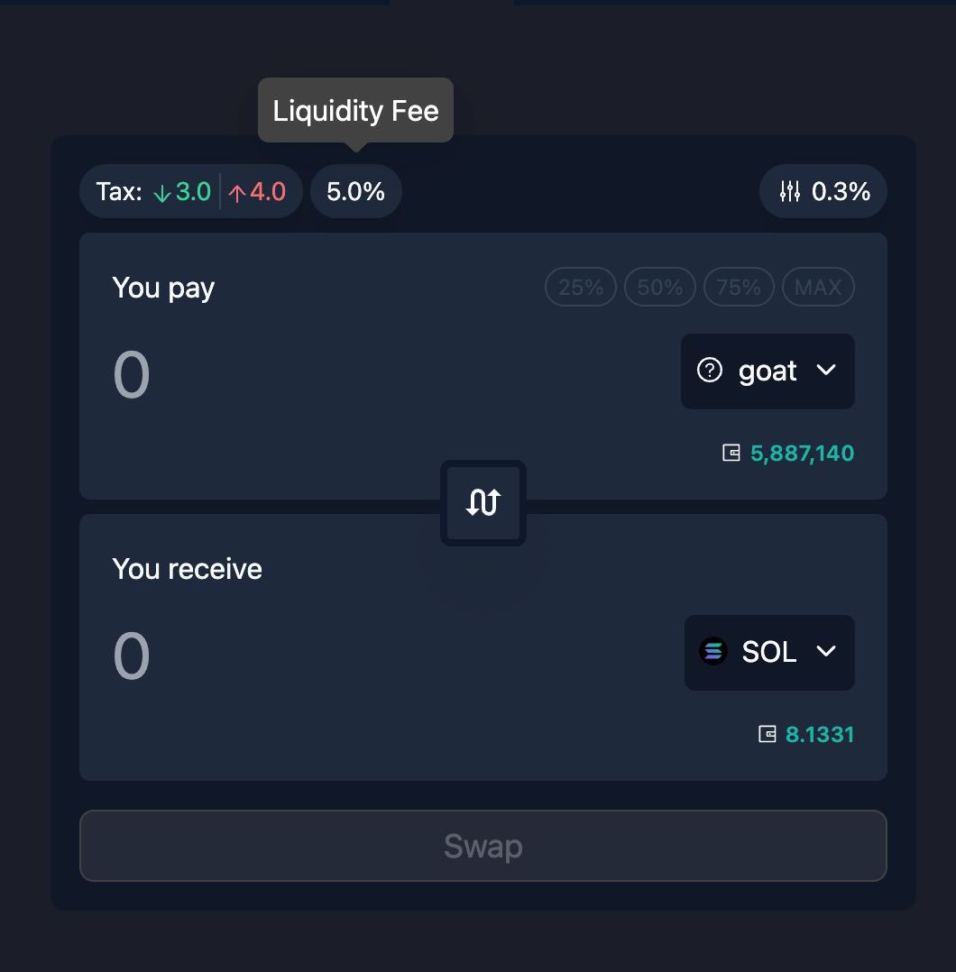 goatswap_com's tweet photo. https://t.co/AVLeqFhEg2 now supporting liquidity fee. 
What does this mean? Its basically same as tax but this fee % will be going automatically to the lp. 

More features to be added soon, much more 👀 https://t.co/kjImdu4ldW