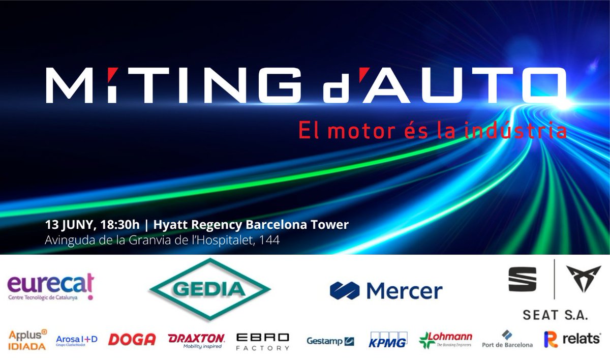 AdvanFactories's tweet photo. Torna el #MitingdAuto24 dels amics del @CIACnews!
🗓️ 13 Juny, 18:30h
📍 Hyatt Regency Barcelona Tower
Tota la informació a https://t.co/ZUkTsUaRfv https://t.co/zqJXGkMMSZ