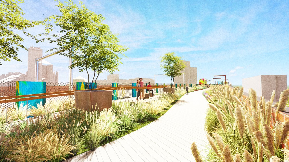 NTCastleDuct's tweet image. Take a look at what the future of the viaduct could be 🤯

These illustrations are from the &apos;Vision&apos;, a masterplan for what Castlefield Viaduct could look like in the years to come.