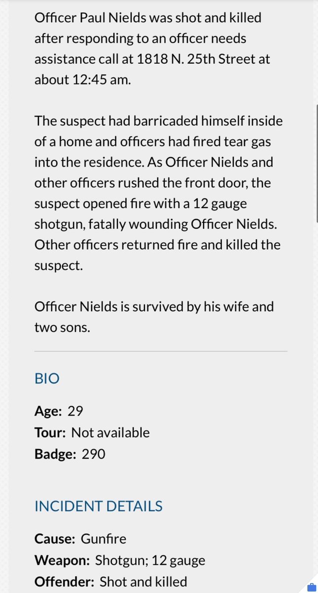 Honor The Fallen. Today we remember Omaha Police Officer Paul Nields who was shot and killed in the line of duty on this day in 1974.