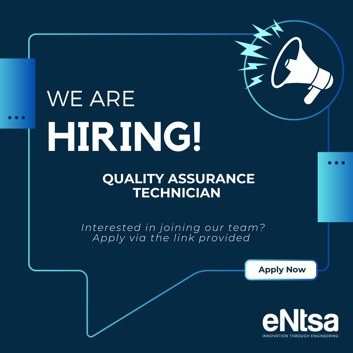 uYiloZA's tweet photo. #EmploymentOpportunity: @eNtsaEng seeks a #QualityAssuranceTechnician. Incumbent will be responsible for maintaining &amp; implementing the #QualityManagementSystem (#QMS) in accordance with #ISO17025 in the #eNtsa #TestingLaboratories. https://t.co/wkvkhdrr09