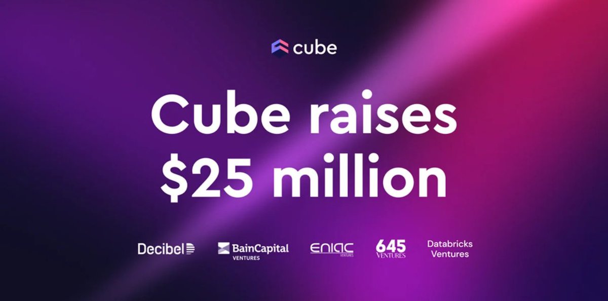Artem Keydunov (@keydunov) on Twitter photo I’m excited to share that <a href="/the_cube_dev/">Cube</a> has raised $25M from <a href="/645ventures/">645 Ventures</a>, <a href="/DecibelVC/">Decibel</a>, <a href="/BainCapVC/">Bain Capital Ventures</a>, <a href="/EniacVC/">Eniac Ventures</a>, and <a href="/databricks/">Databricks</a>.
In this blog post, I share more about what this new funding means for our product roadmap: cube.dev/blog/cubes-rai… I’m excited to share that <a href="/the_cube_dev/">Cube</a> has raised $25M from <a href="/645ventures/">645 Ventures</a>, <a href="/DecibelVC/">Decibel</a>, <a href="/BainCapVC/">Bain Capital Ventures</a>, <a href="/EniacVC/">Eniac Ventures</a>, and <a href="/databricks/">Databricks</a>.
In this blog post, I share more about what this new funding means for our product roadmap: cube.dev/blog/cubes-rai…