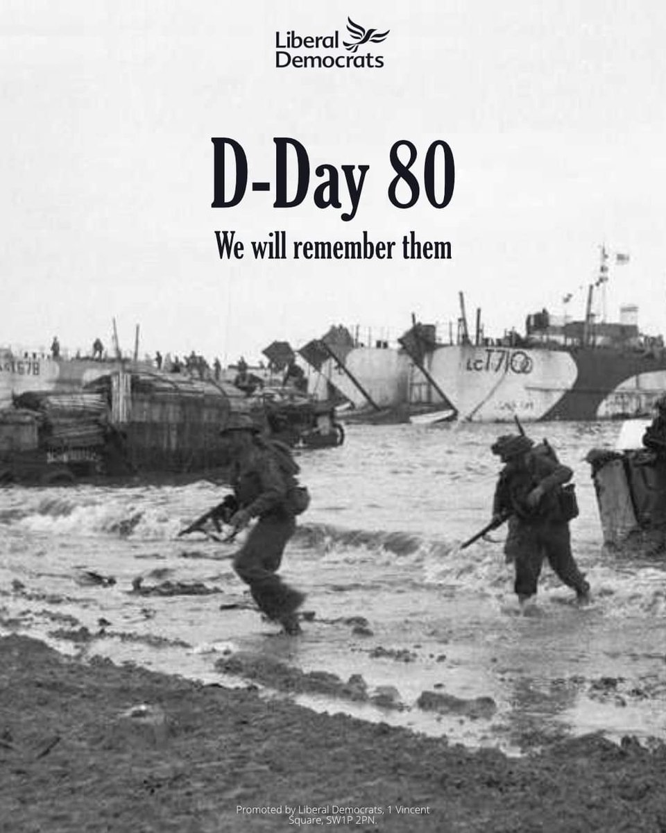 SLeics_LibDem's tweet image. Today on the 80th anniversary of D-Day, we honour the service and sacrifice of those who turned the tide in the Second World War.

We will never forget.