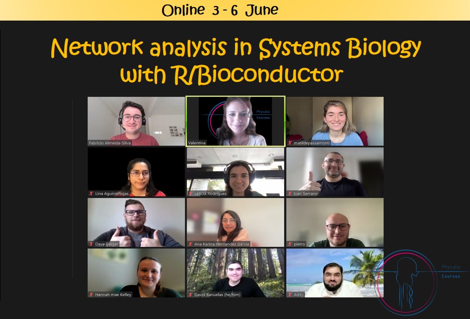 Physalia-courses@ONLINE (@physacourses) on Twitter photo Another fantastic course delivered by @almeidasilvaf! 🎉 Huge thanks to everyone who joined us this week. We’re excited to see your next steps!
Want to join our next session? Learn more here: physalia-courses.org/courses-worksh… ✨
#NetworkAnalysis #Rstats <a href="/Bioconductor/">Bioconductor</a> #SystemsBiology Another fantastic course delivered by @almeidasilvaf! 🎉 Huge thanks to everyone who joined us this week. We’re excited to see your next steps!
Want to join our next session? Learn more here: physalia-courses.org/courses-worksh… ✨
#NetworkAnalysis #Rstats <a href="/Bioconductor/">Bioconductor</a> #SystemsBiology