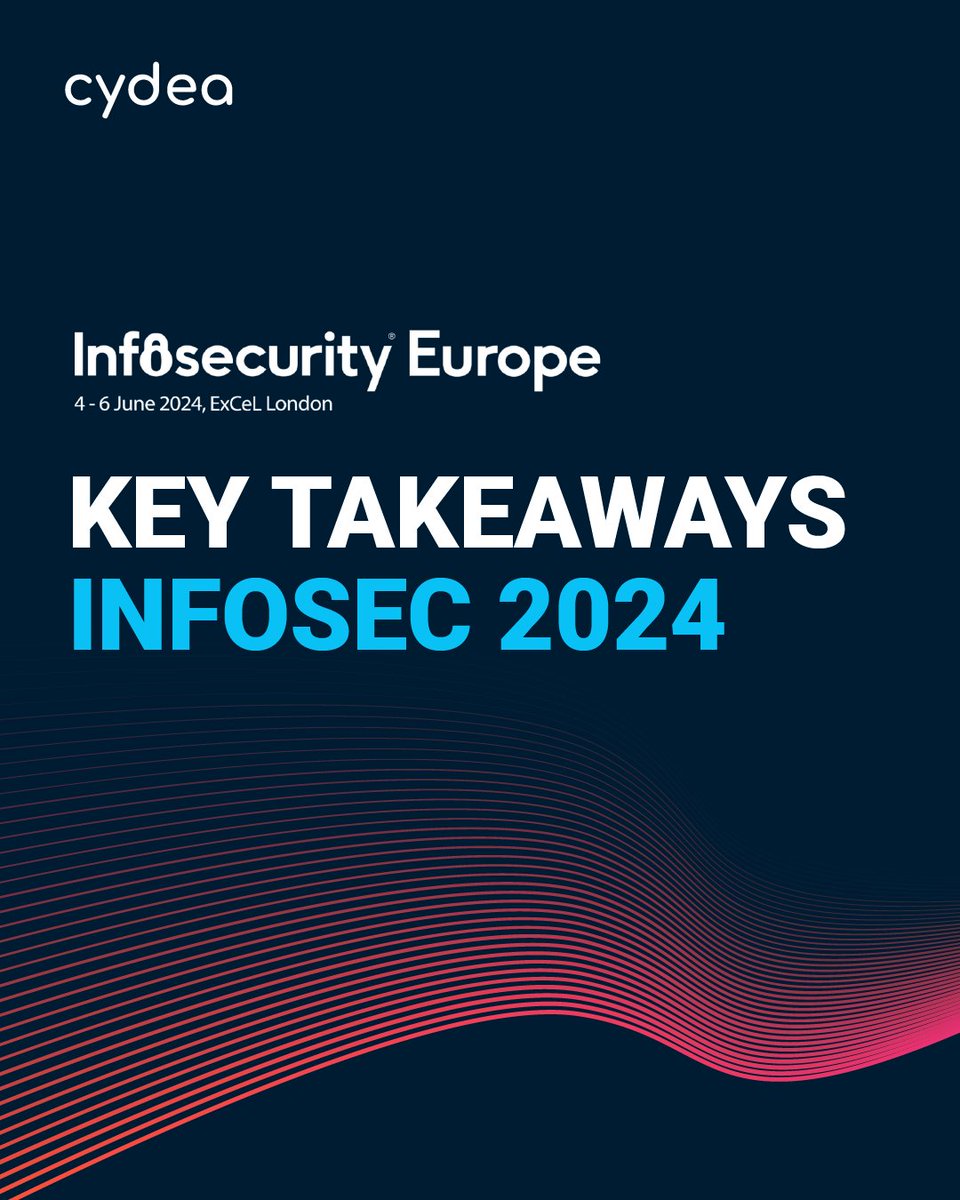 cydeaHQ's tweet image. Whew! What a jam packed three days.

If you missed us at #Infosec2024 and want to chat, get in touch here or by emailing hello@cydea.com

In the meantime, let’s share our 3 main takeaways from the conference and our conversations🧵

#PositiveSecurity #CloseTheLoop #CyberRisk