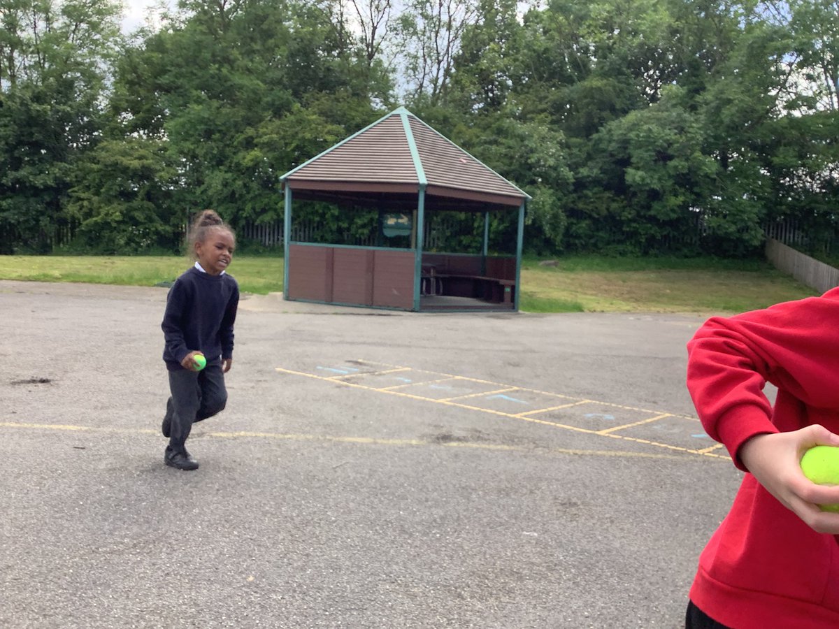 We have been fielders in our P.E lesson today. We learnt that the best way to catch a rolling ball was to overtake it first!