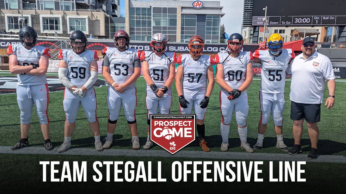 I had the pleasure of working with this great group of OL last week for the CFC Prospect game.  They gelled as a unit in a short period of time and put together a heck of a performance.  After 200+ yards rushing and 450+ Yards of offence, Team Stegall got the 36-9 win.