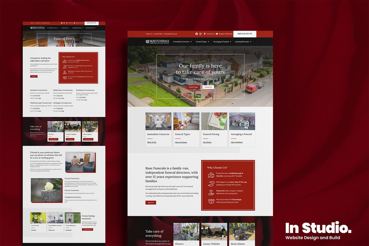 We've recently launched a new website for Rose Funerals Memorials. They came to us with a clear vision ready to update the design to be modern, approachable and packed full of all their essential information. Take a look at rosefunerals.co.uk #websitedesign #webdesign