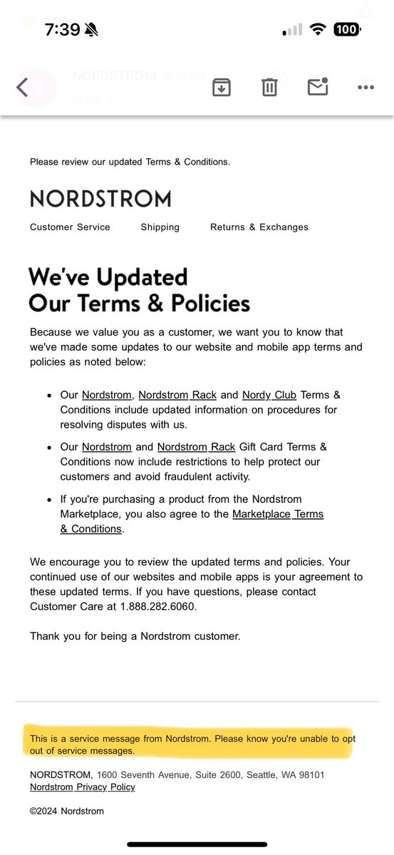 e_deacon's tweet photo. This should be a crime. I’m not sure exactly what kind of crime, maybe predatory, maybe cyber, unclear, but not being able to opt out of emails should be punishable by law @Nordstrom https://t.co/hly29TohhB