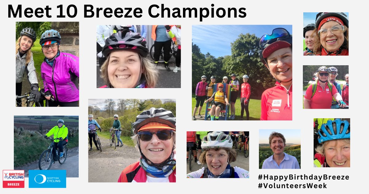 BreezeScotland's tweet photo. This #VolunteersWeek we are also celebrating ten years of @BreezeCycling in Scotland. Come and meet ten of our brilliant Breeze Champions, leading rides in their local communities, bringing the joy of cycling to more women https://t.co/CBVpu3enua https://t.co/29Meud6ncH