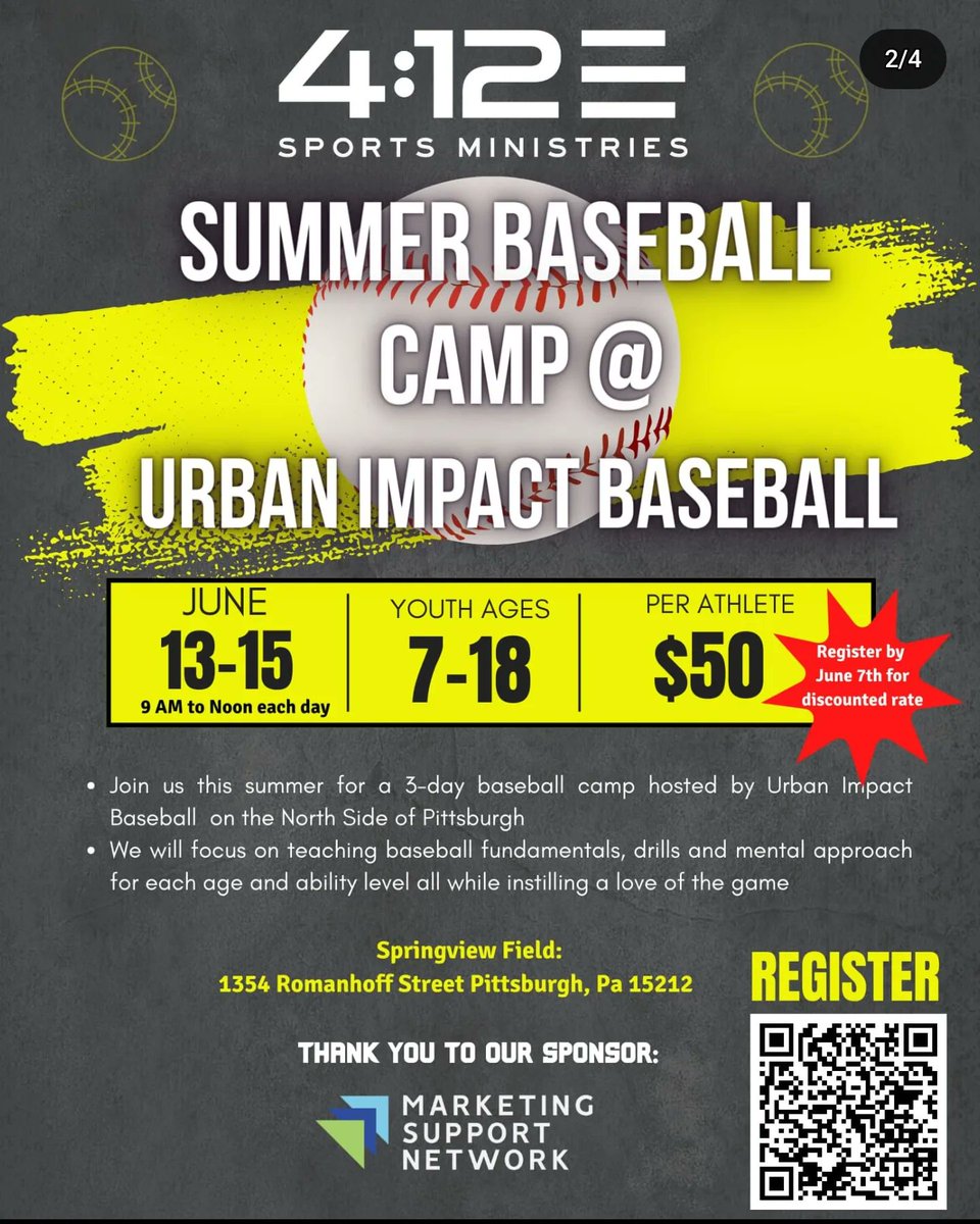 412SportsMin412's tweet photo. It's baseball camp season!! We can't wait to see you at our regional baseball camps on the North Side, McKees Rocks, Rochester and Beaver Falls!! 

For more information on our camps or Summer Baseball Academy, visit our website:

https://t.co/JHGzJe8ssj https://t.co/xbhGXdAEfD