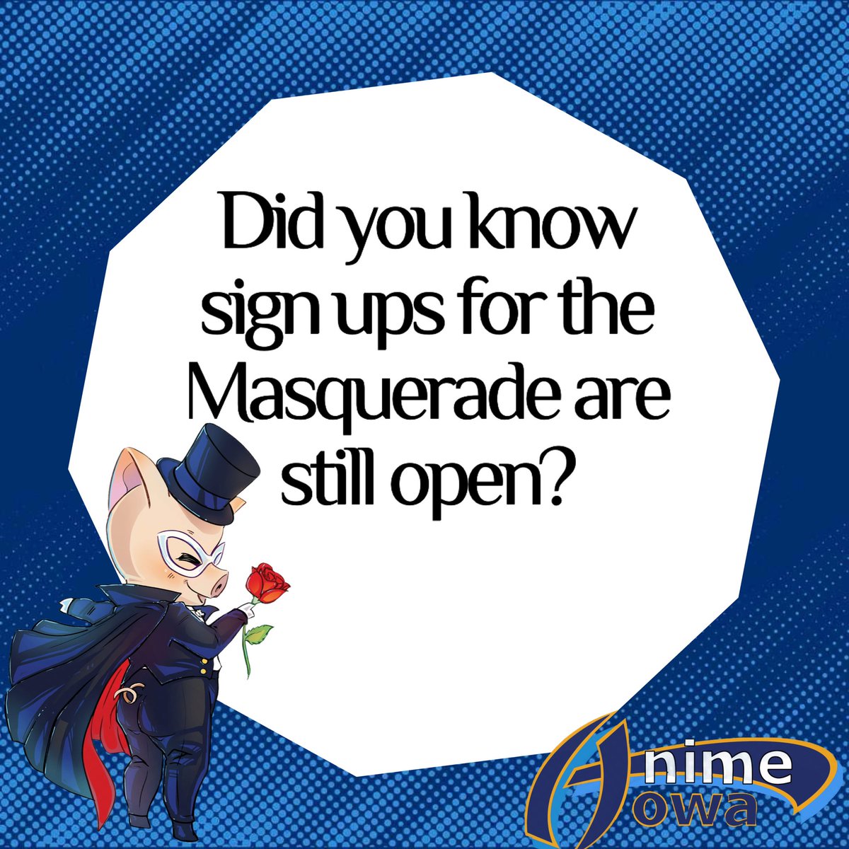 Come join the Masquerade! Let your work shine on stage. 

Sign up here: 🔗 animeiowa.com/cosplay-events/