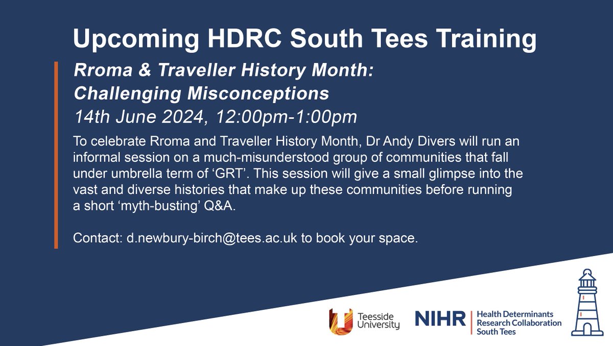HDRCSouthTees (@hdrcsouthtees) on Twitter photo In light of Rroma & Traveller History Month. Please share: and email d.newbury-birch@tees.ac.uk to book @dotbirch <a href="/TUSSSHL/">TU SSSHL</a> <a href="/TeessideUni/">Teesside University</a> @DrAJDivers In light of Rroma & Traveller History Month. Please share: and email d.newbury-birch@tees.ac.uk to book @dotbirch <a href="/TUSSSHL/">TU SSSHL</a> <a href="/TeessideUni/">Teesside University</a> @DrAJDivers