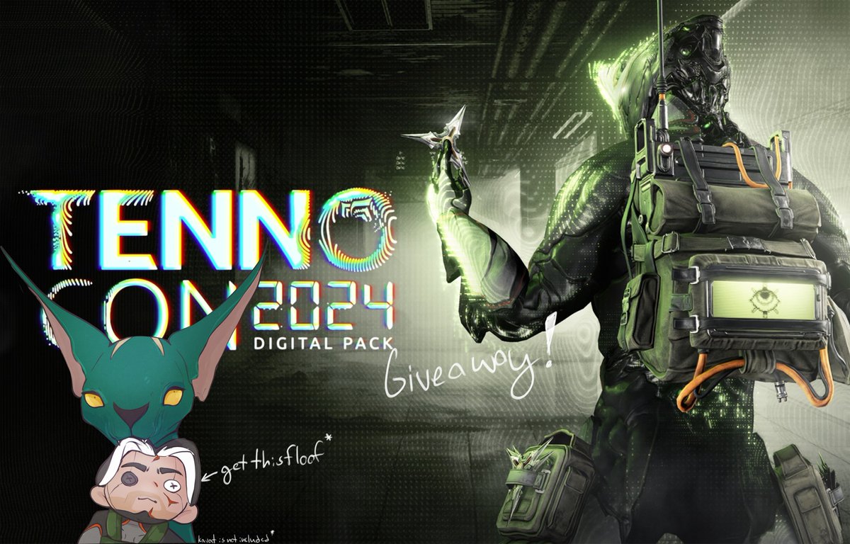Searyn_'s tweet image. It's time for the TennoCon 2024 Digital Pack giveaway!

Kindly provided by DE

To enter:
🟢 Follow
🟢 Like
🟢 Retweet
Optional: Show me your pet, in-game or irl

Enter by July 1st