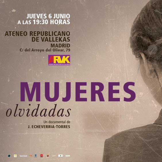 Proyección del documental #MujeresOlvidadas hoy a las 19:30 horas en <a href="/AteneoVallekas/">AteneoRepublicanoVK</a> 👇