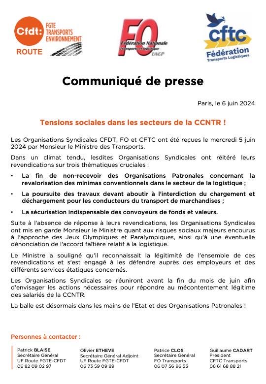 Communiqué de l’intersyndicale Transports suite à la mobilisation du 5 juin 2024