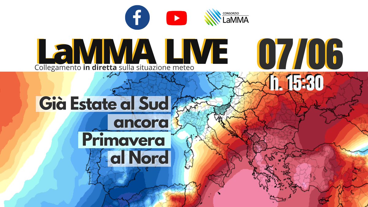 flash_meteo's tweet photo. #direttaMeteo 07/06
Ancora una settimana con l'Italia divisa in due: una tarda primavera al nord con molta instabilità e temperature in media, al Sud invece il caldo si fa già sentire.
Streaming domani
#LaMMAlive 15:30
su Facebook e
su YouTube: https://t.co/TOQCMx0fL6 https://t.co/ML6DeB2DwV