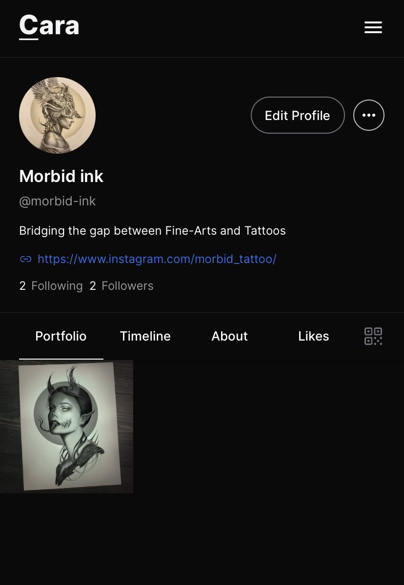 morbid_fragment's tweet image. Who else is on Cara? 

cara.app/morbid-ink