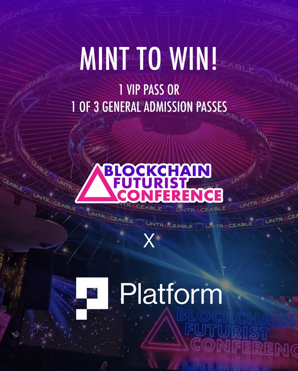 Futurist_conf's tweet photo. 🎟  NFT TICKET DRAW 🎟

We're excited to share that we have partnered with @pltfrmgroup to bring an NFT Ticket Draw to Blockchain Futurist Conference 🚀 

You can now mint an Official Futurist NFT to win free tickets and potentially future prizes! 🏆 

Hope you all use this new technology! 👨‍💻 
Here's the link to get yours today:
https://t.co/7wGGVMwrdP