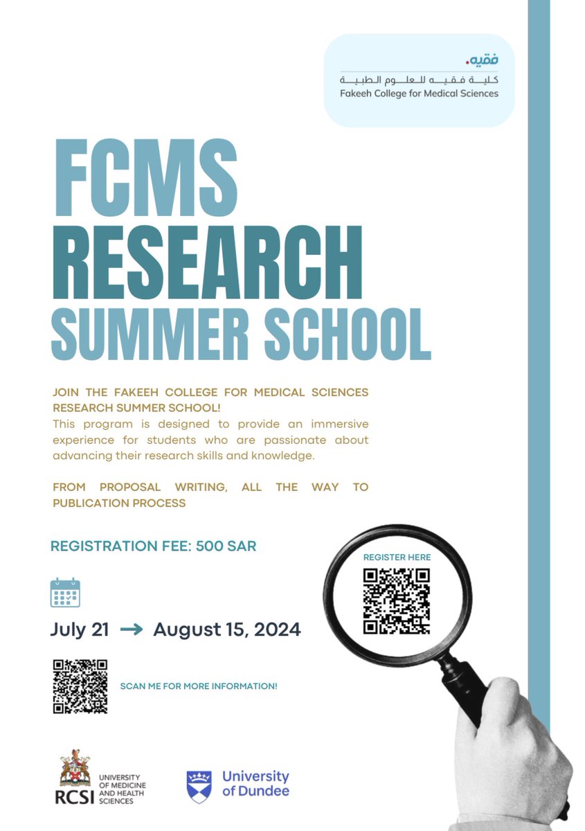 FakeehRSS's tweet photo. Welcoming summer with our FCMS Research Summer School! ☀️🗒️
Join our program for an immersive research experience. 

Registrations are open for everyone. 

— 𝗦𝗘𝗔𝗧𝗦 𝗔𝗥𝗘 𝗟𝗜𝗠𝗜𝗧𝗘𝗗 — 
Sign up through the link below 🤩 

https://t.co/14W1lARvL4 https://t.co/GJbwhhUZ1q