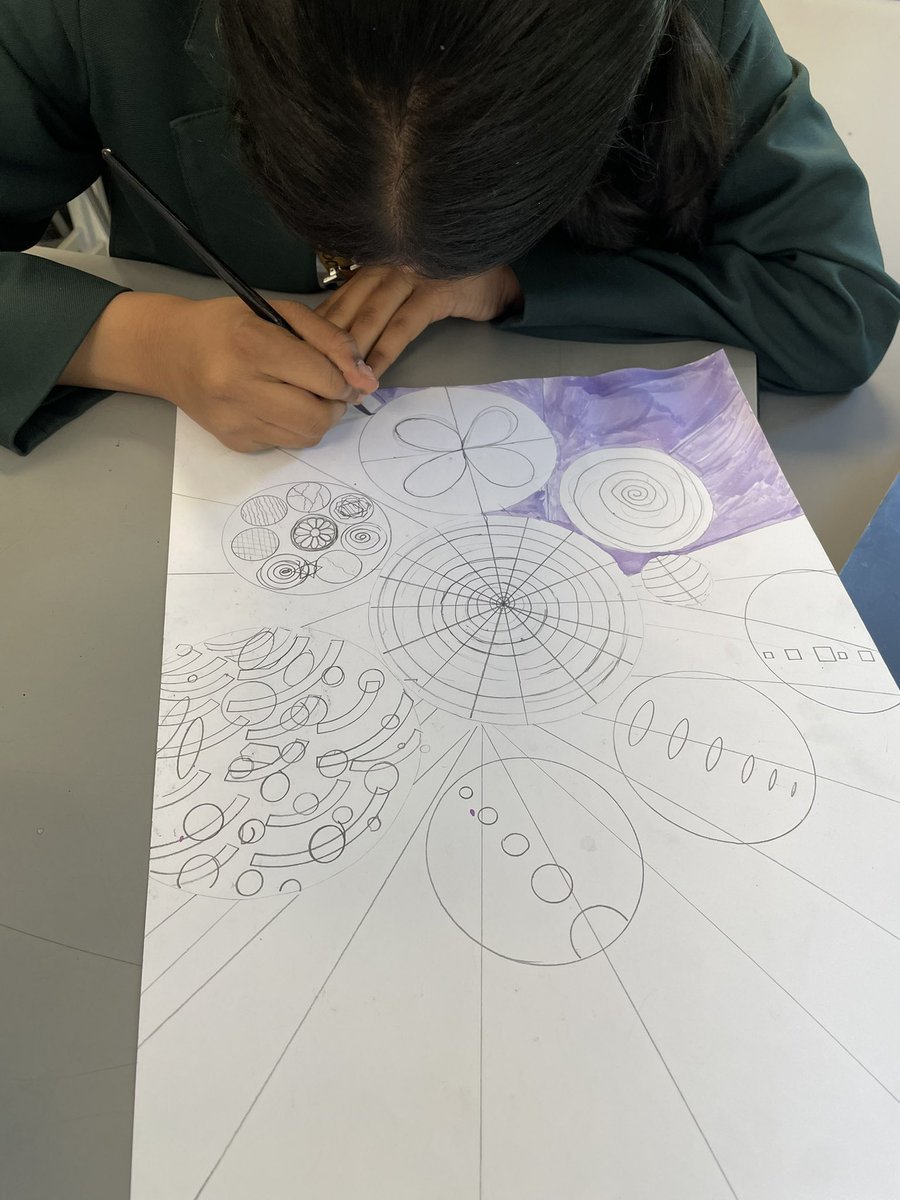 ewokinterm's tweet photo. Well done to 8m5 @BrookMeadAcad scholars for creating some amazing art based on the Abstract Expressionist work of Hilma Af Klint. #art #education #brookmeadacademy https://t.co/NgLdZodfos