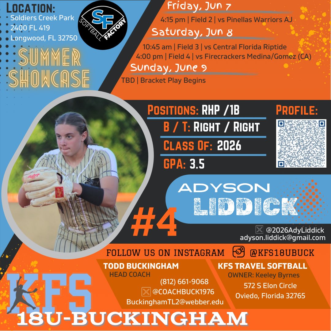 Adyson Liddick 2026 (@2026adyliddick) on Twitter photo Pitching lesson ✅
Batting lesson 🟩 (today)
Team Practice 🟩 (tonight)
Tomorrow Skills Testing @ noon
So grateful to be part of the <a href="/SoftballFactory/">Softball Factory</a> family. <a href="/UASFShowcases/">UASFShowcase</a> <a href="/coachbuck1976/">Todd Buckingham</a> <a href="/FNUSOFTBALL/">Coach P</a> <a href="/christine_roser/">Christine Roser</a> <a href="/AlissaSmith12/">Alissa Smith</a> <a href="/saintleocoach/">Coach Pat</a> <a href="/CoachJordanSB/">Jordan Clark</a> <a href="/Coach_Chuck32/">Charles Sardono</a> Pitching lesson ✅
Batting lesson 🟩 (today)
Team Practice 🟩 (tonight)
Tomorrow Skills Testing @ noon
So grateful to be part of the <a href="/SoftballFactory/">Softball Factory</a> family. <a href="/UASFShowcases/">UASFShowcase</a> <a href="/coachbuck1976/">Todd Buckingham</a> <a href="/FNUSOFTBALL/">Coach P</a> <a href="/christine_roser/">Christine Roser</a> <a href="/AlissaSmith12/">Alissa Smith</a> <a href="/saintleocoach/">Coach Pat</a> <a href="/CoachJordanSB/">Jordan Clark</a> <a href="/Coach_Chuck32/">Charles Sardono</a>