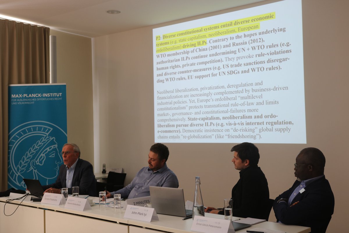 MPIL Heidelberg (@mpilheidelberg) on Twitter photo Panel 4 on "Change and Continuity in the International Legal Order," chaired by @gordnfriedrichs, delved into contested politics & constitutional pluralism with presentations by Alejandro Rodiles Bretón (<a href="/UniJena/">Universität Jena</a>), Charlotte Ku (<a href="/TAMU/">Texas A&M University</a>), <a href="/IyiJM/">John-Mark Iyi</a>, & Ernst-Ulrich Petersmann (<a href="/EUI_EU/">European University Institute</a>) Panel 4 on "Change and Continuity in the International Legal Order," chaired by @gordnfriedrichs, delved into contested politics & constitutional pluralism with presentations by Alejandro Rodiles Bretón (<a href="/UniJena/">Universität Jena</a>), Charlotte Ku (<a href="/TAMU/">Texas A&M University</a>), <a href="/IyiJM/">John-Mark Iyi</a>, & Ernst-Ulrich Petersmann (<a href="/EUI_EU/">European University Institute</a>)
