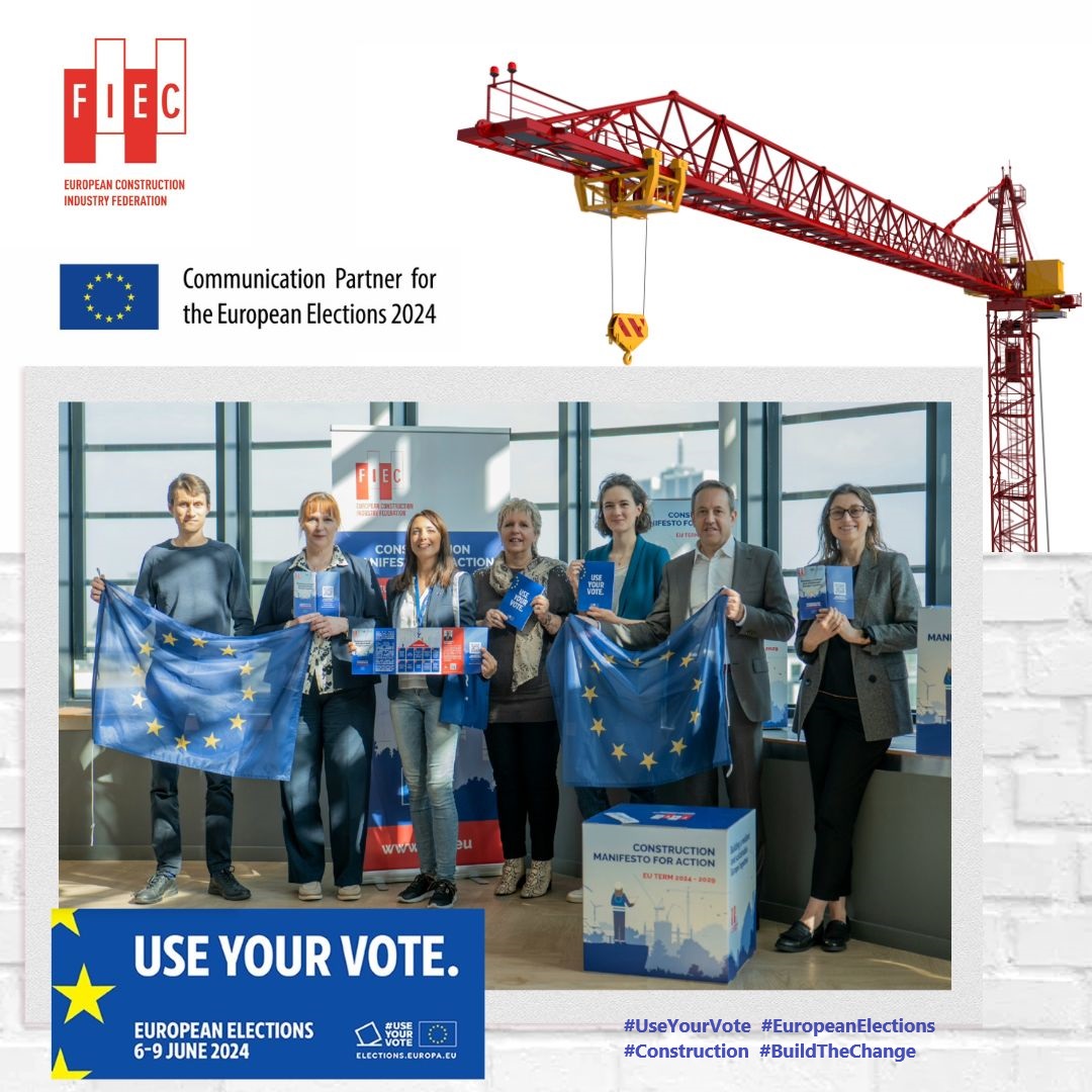 FIEC_Brussels's tweet photo. There we are! #EE2024 - DAY 1
🇪🇺 @FIEC_Brussels has been active supporter of the #EuropeanElections2024 under the #UseYourVote campaign launched by @Europarl_EN

🗳️Time to go to vote! We're ready to express our choice to have the #constructionindustry's voice heard at #EU level. https://t.co/qKxF2i9fcG