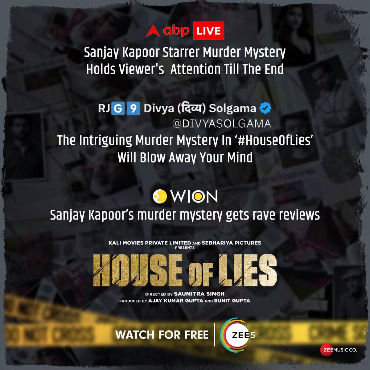 ZEE5Shows's tweet photo. Critics are raving about the suspense and thrills! 

Dekhiye #HouseOfLies bilkul free sirf ZEE5 par.

Watch Now - https://t.co/IGkvuBkKPv https://t.co/PZLoPCh8fy