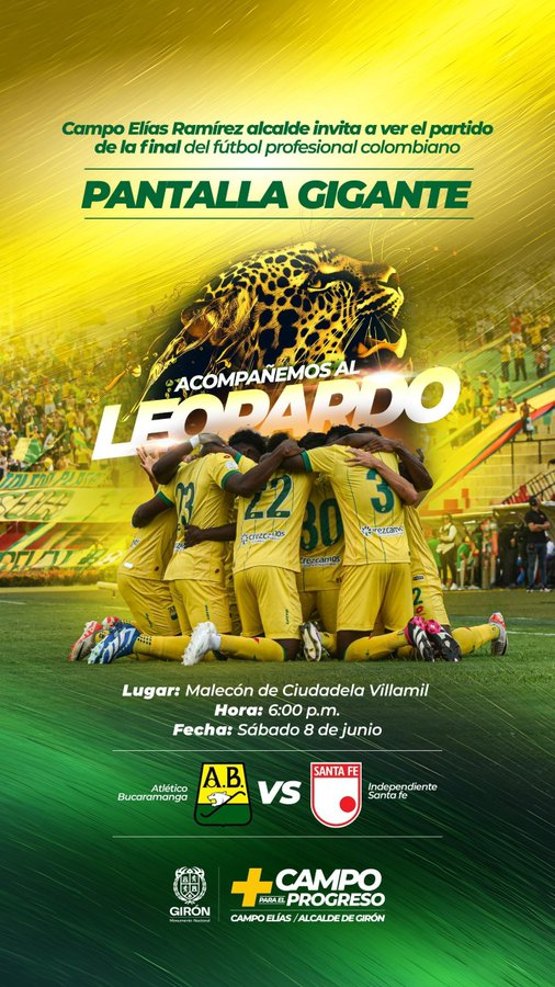 Alcaldía de Girón confirmó que instalará una pantalla gigante en el Malecón de la Ciudadela Villamil para que cientos de hinchas del Atlético Bucaramanga puedan ver el partido contra Santa Fe #MañanasBlu