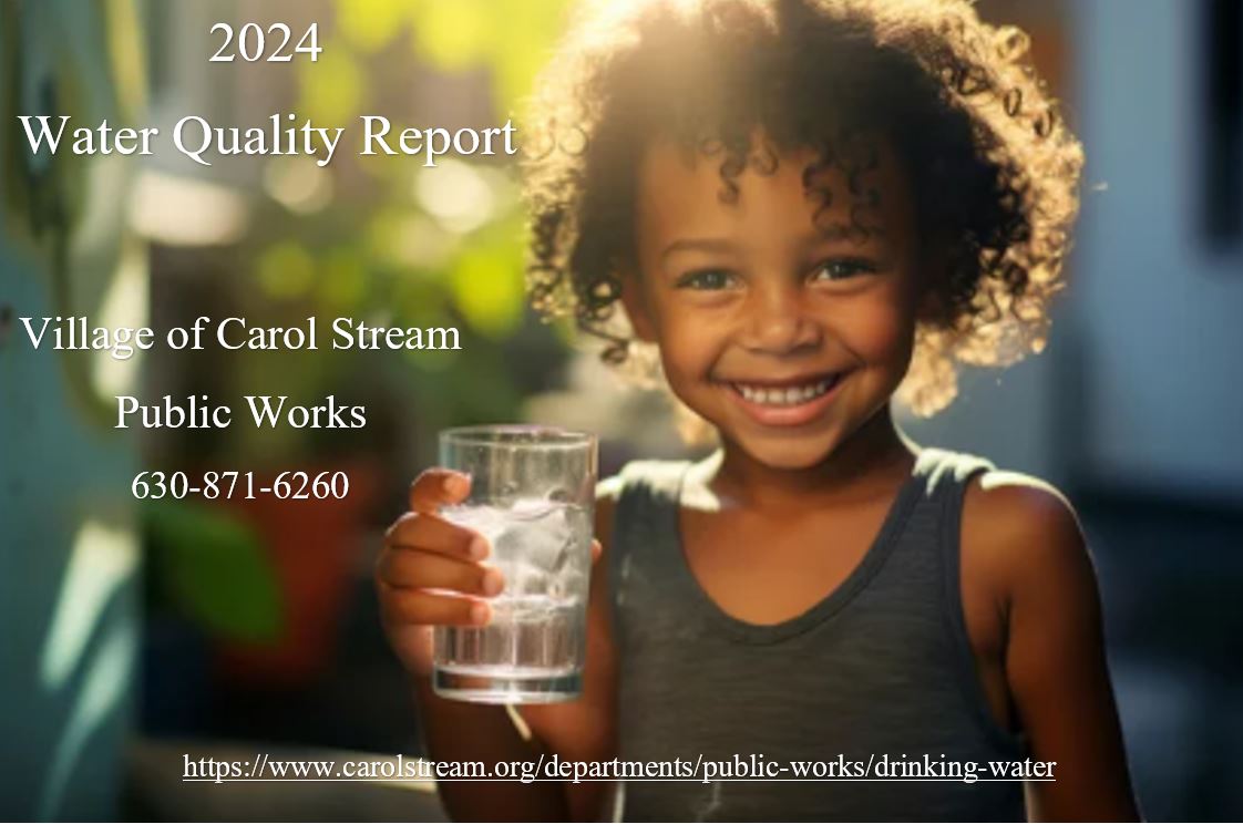 The Village is proud to present its 2024 Water Quality Report in accordance with the IL EPA requirements.
View information about the source water and quality of your drinking water: carolstre.am/2024_CCR
