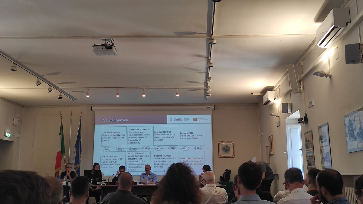 enza_sime's tweet photo. First day of the #GEOM Conference in #Bari where was launched for the first time the GEOM database with data on #inequality of opportunity and #mobility! Check on the website https://t.co/5jdgNam54R! 
A thread of some sessions soon available...

#inequality #Bari #LSE @unibait https://t.co/srtxPYLQdh