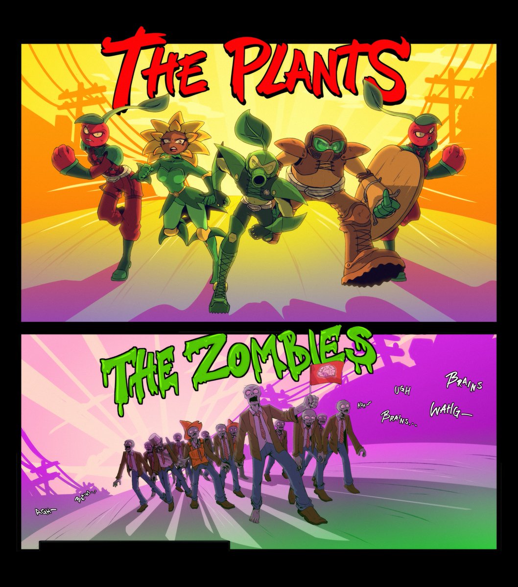 One of my favorite comic panels Rivalry! #plantownvszomville #pvz