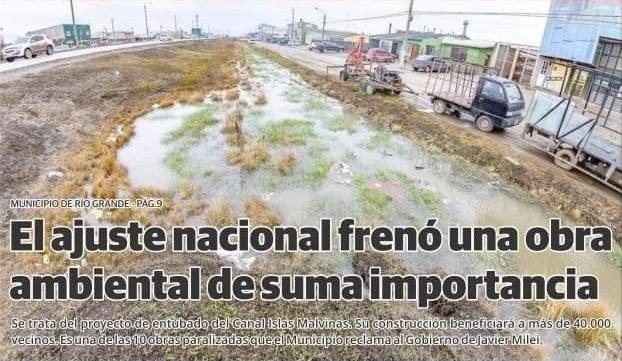 Entre las obras paralizadas por el gobierno nacional se encuentra el entubado del canal Islas Malvinas.

En total, son diez las obras gestionadas por nuestro municipio a las que el gobierno libertario retiró el financiamiento.

Insistimos a los funcionarios nacionales del área