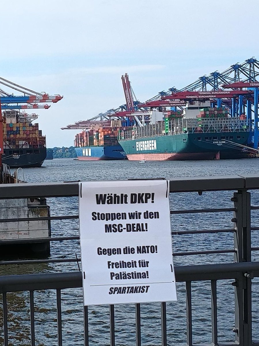 spartakist_IKL's tweet photo. Beste Werbung für die Wahl der #DKP am #HamburgerHafen
#Notruf040 #Klingforth #StoppMSC-Deal #EU-Wahl #No2NATO #FREEPALESTİNE https://t.co/fDOfGXQIGw