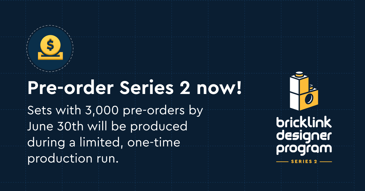 BrickLink's tweet photo. Pre-order Series 2 now! Visit https://t.co/OkVvXOWHYG.

Limit of two copies of each set per household. Sets are produced in a limited production run of up to 30,000 copies based on pre-orders received.

#BrickLink #BrickLinkDesignerProgram #BDPSeries2 #LEGO https://t.co/TGInvilHEJ