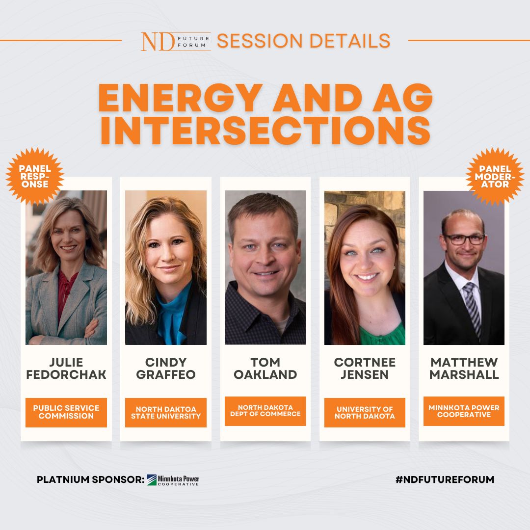 NDSU Research & Creative Activity (@ndsuvprca) on Twitter photo Cindy Graffeo, <a href="/NDSU/">North Dakota State University</a>'s Innovation & Economic Development Director, was a member of the Energy and Ag Intersections panel at this week's <a href="/nodakchamber/">Greater North Dakota Chamber</a> ND Future Forum event
The group discussed topics including how #ag and #energy intersect as the cornerstones of our local economy Cindy Graffeo, <a href="/NDSU/">North Dakota State University</a>'s Innovation & Economic Development Director, was a member of the Energy and Ag Intersections panel at this week's <a href="/nodakchamber/">Greater North Dakota Chamber</a> ND Future Forum event
The group discussed topics including how #ag and #energy intersect as the cornerstones of our local economy