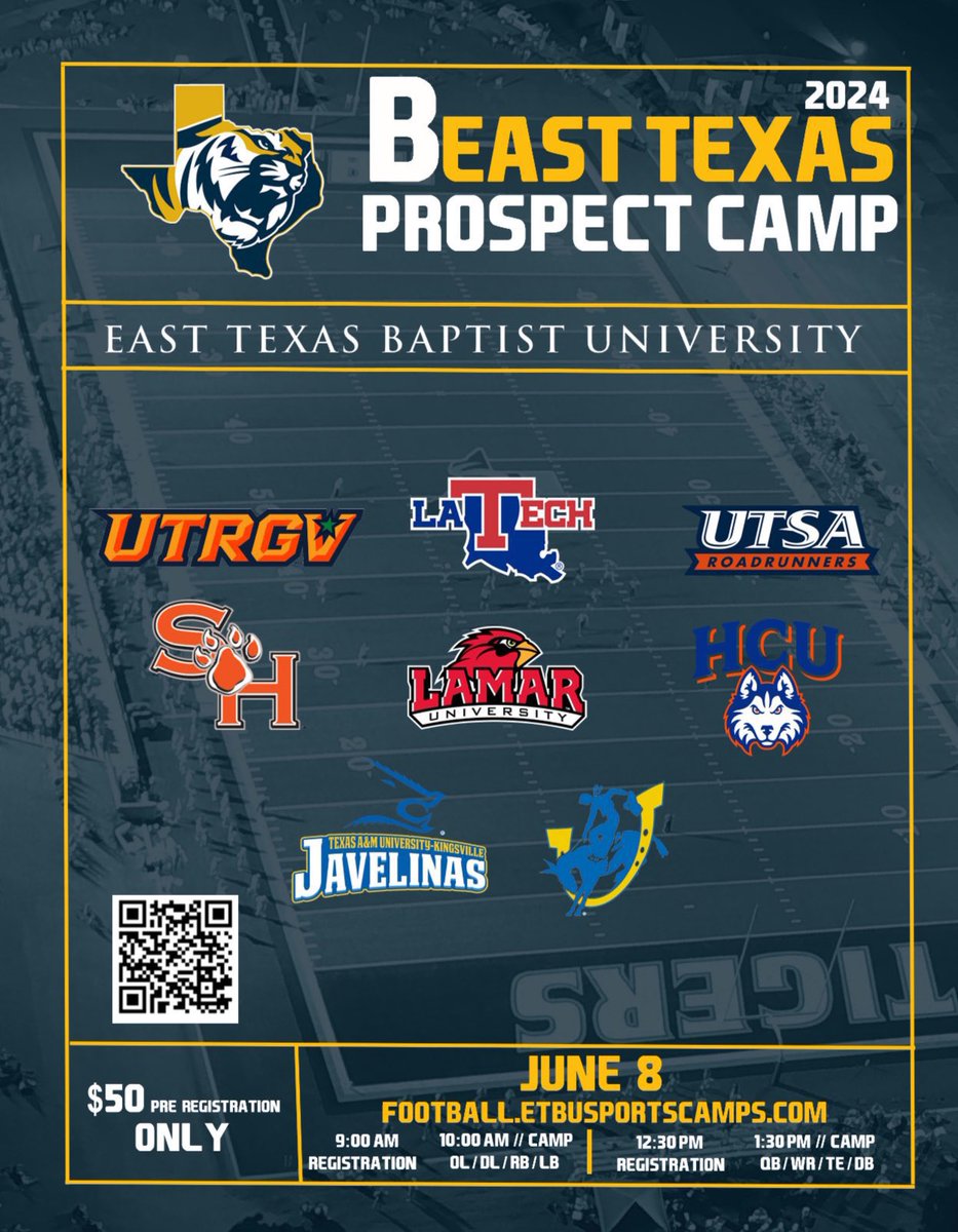ETBU_Football's tweet image. Pre-registration closes today at MIDNIGHT! Secure your spot TODAY! 😤 #ETxTough #CreatingChaos