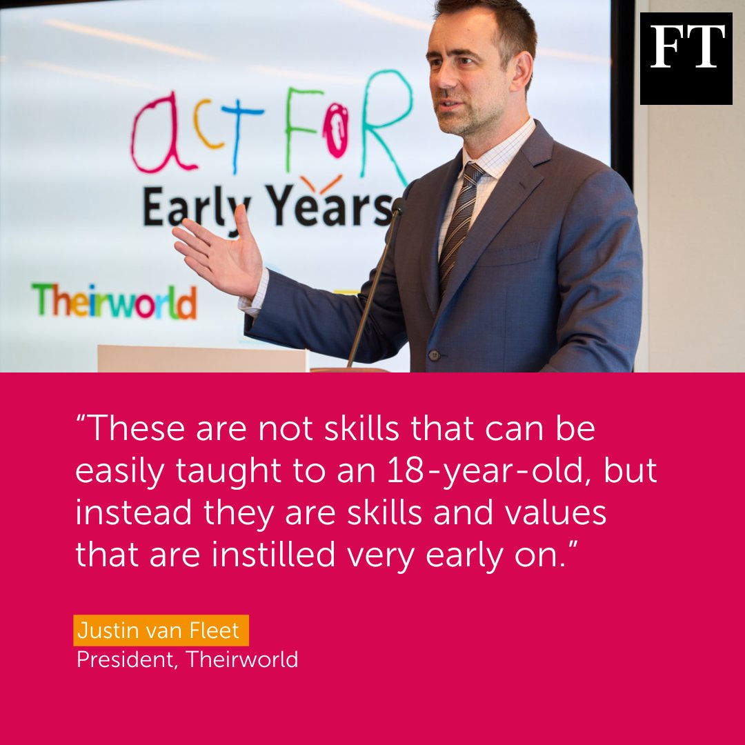 Justin W. van Fleet (@justinvanfleet) on Twitter photo The future of businesses rests on investment in the #EarlyYears. In an <a href="/FT/">Financial Times</a> article exploring upskilling, I make the case for businesses to invest in the early years and help children develop the skills needed to join the future workforce.
Read it now: ow.ly/eCat50SaMZx The future of businesses rests on investment in the #EarlyYears. In an <a href="/FT/">Financial Times</a> article exploring upskilling, I make the case for businesses to invest in the early years and help children develop the skills needed to join the future workforce.
Read it now: ow.ly/eCat50SaMZx