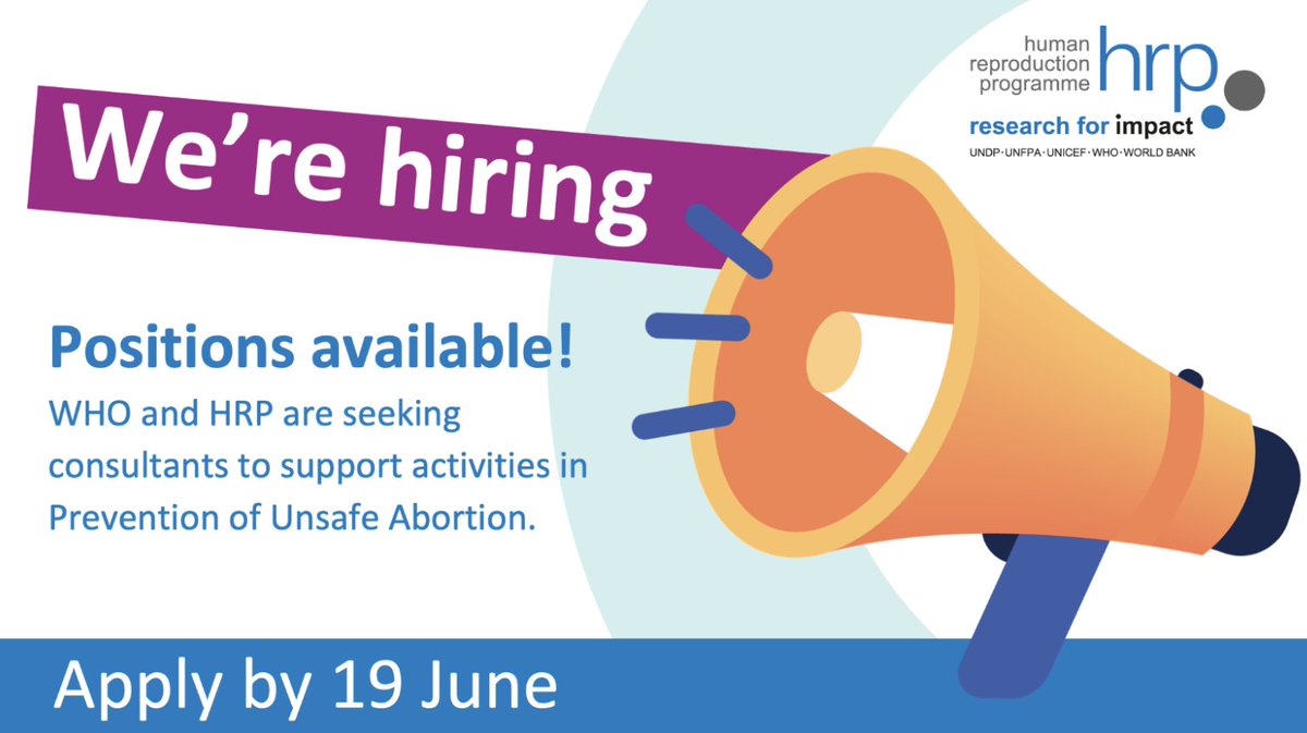 HRP (@hrpresearch) on Twitter photo #Job: Apply by 19 June to work with <a href="/WHO/">World Health Organization (WHO)</a> and HRP on the Prevention of Unsafe Abortion unit, responsible for research, innovation, evidence synthesis, dissemination of information and more on comprehensive #abortion care. More details: bit.ly/3XajHJH #Job: Apply by 19 June to work with <a href="/WHO/">World Health Organization (WHO)</a> and HRP on the Prevention of Unsafe Abortion unit, responsible for research, innovation, evidence synthesis, dissemination of information and more on comprehensive #abortion care. More details: bit.ly/3XajHJH