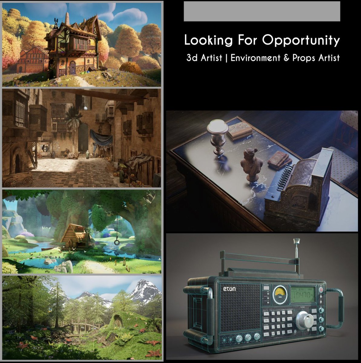 Hi Everyone
I am a 3d Artist ( Environment &amp; props Artist ) with 5+ years of experience in the film industry, animation industry, and games industry. 
please feel free to contact me at :
mahmoudcgartist@gmail.com

artstation.com/cg_mahmoud